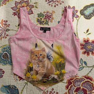 Pink Cat Graphic Tank Top